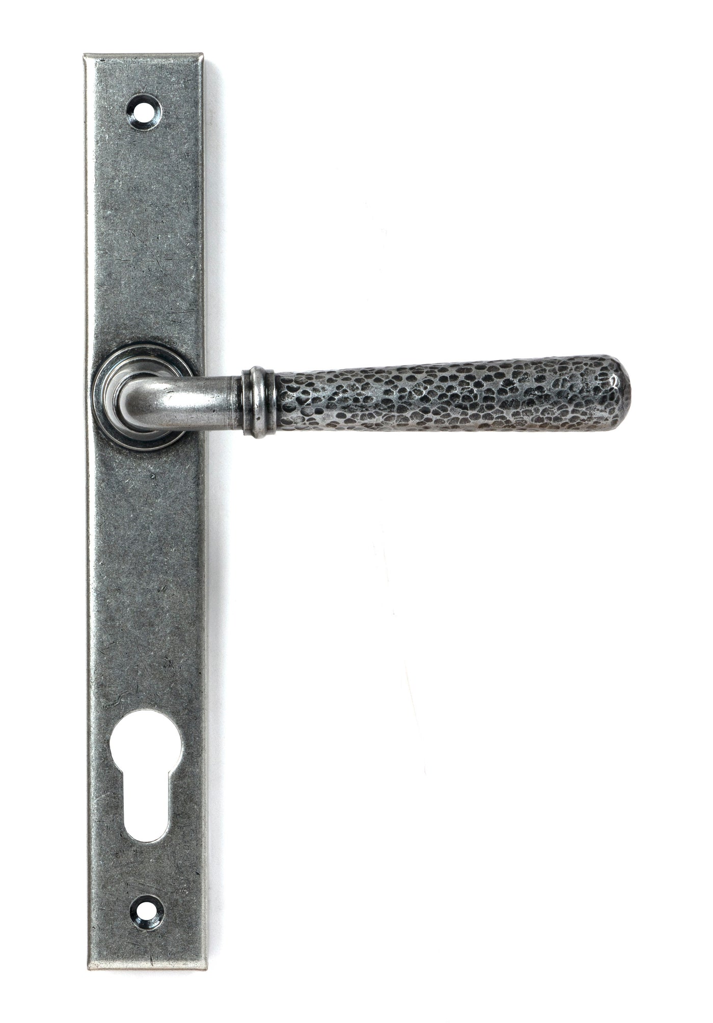 From The Anvil 46389 - Pewter Hammered Newbury Slimline Espag. Lock Set