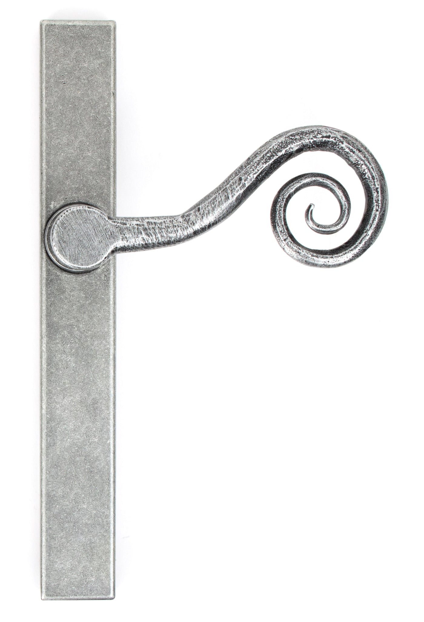 From The Anvil 46398R - Pewter Monkeytail Slimline Lever Espag. Latch - RH