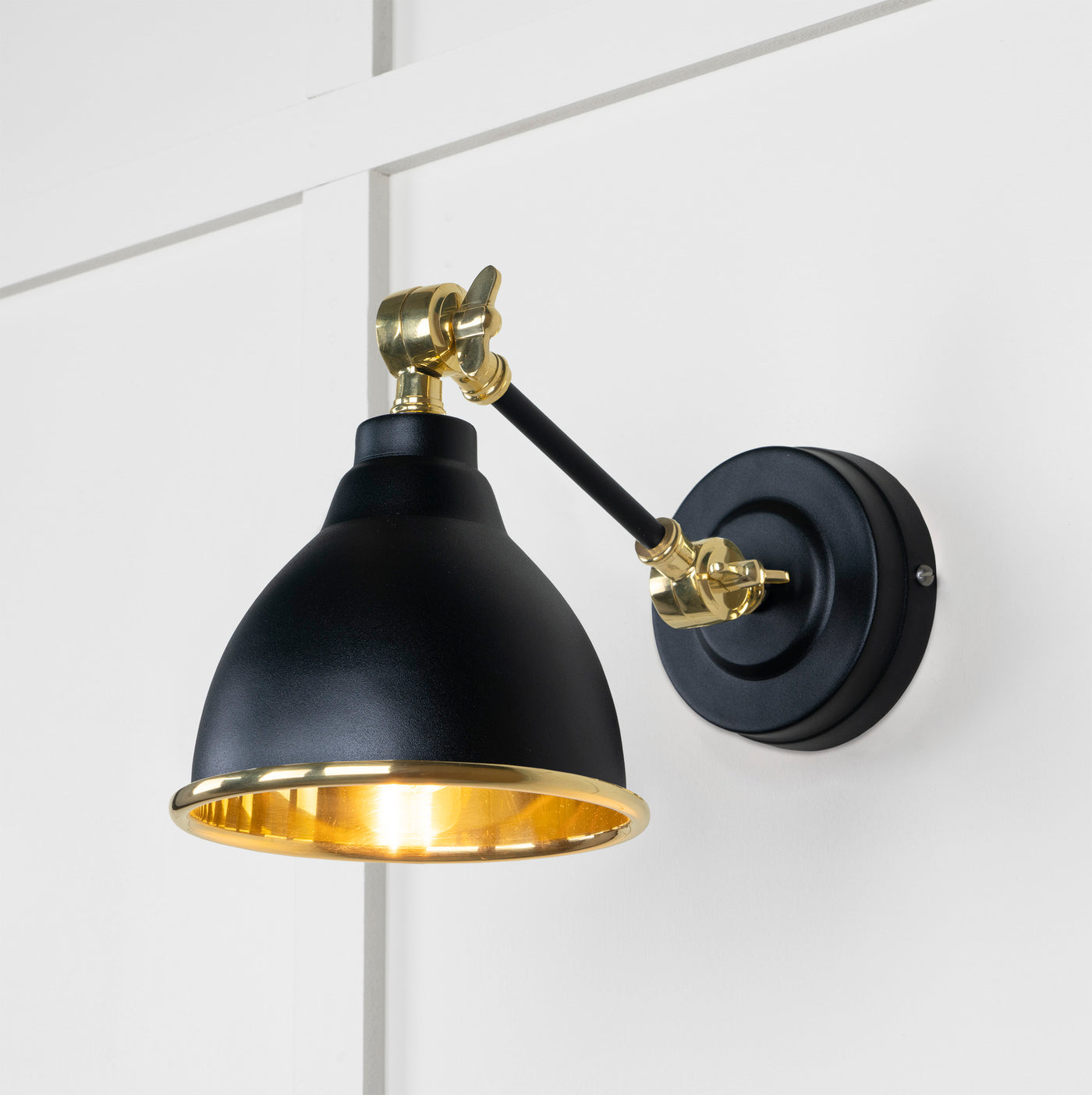 From The Anvil 49716SEB - Smooth Brass Brindley Wall Light in Elan Black