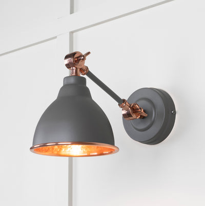 From The Anvil 49717SBL - Hammered Copper Brindley Wall Light in Bluff