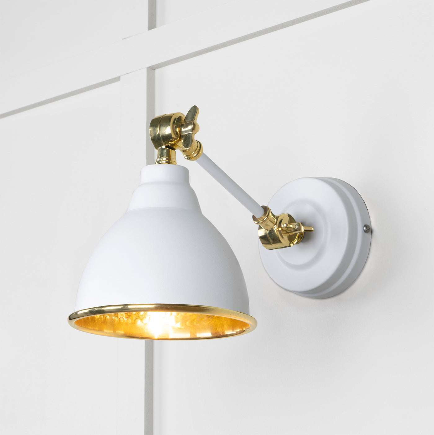 From The Anvil 49719SF - Hammered Brass Brindley Wall Light in Flock