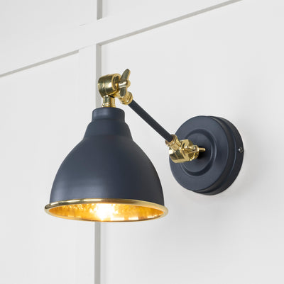 From The Anvil 49719SSL - Hammered Brass Brindley Wall Light in Slate