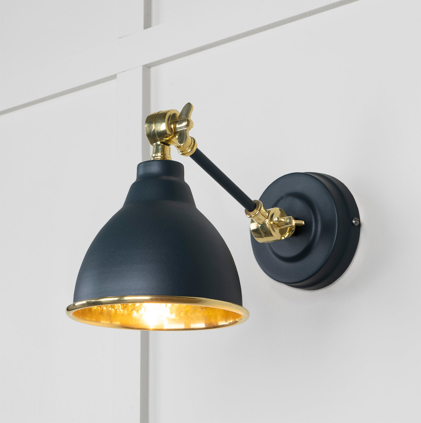 From The Anvil 49719SSO - Hammered Brass Brindley Wall Light in Soot