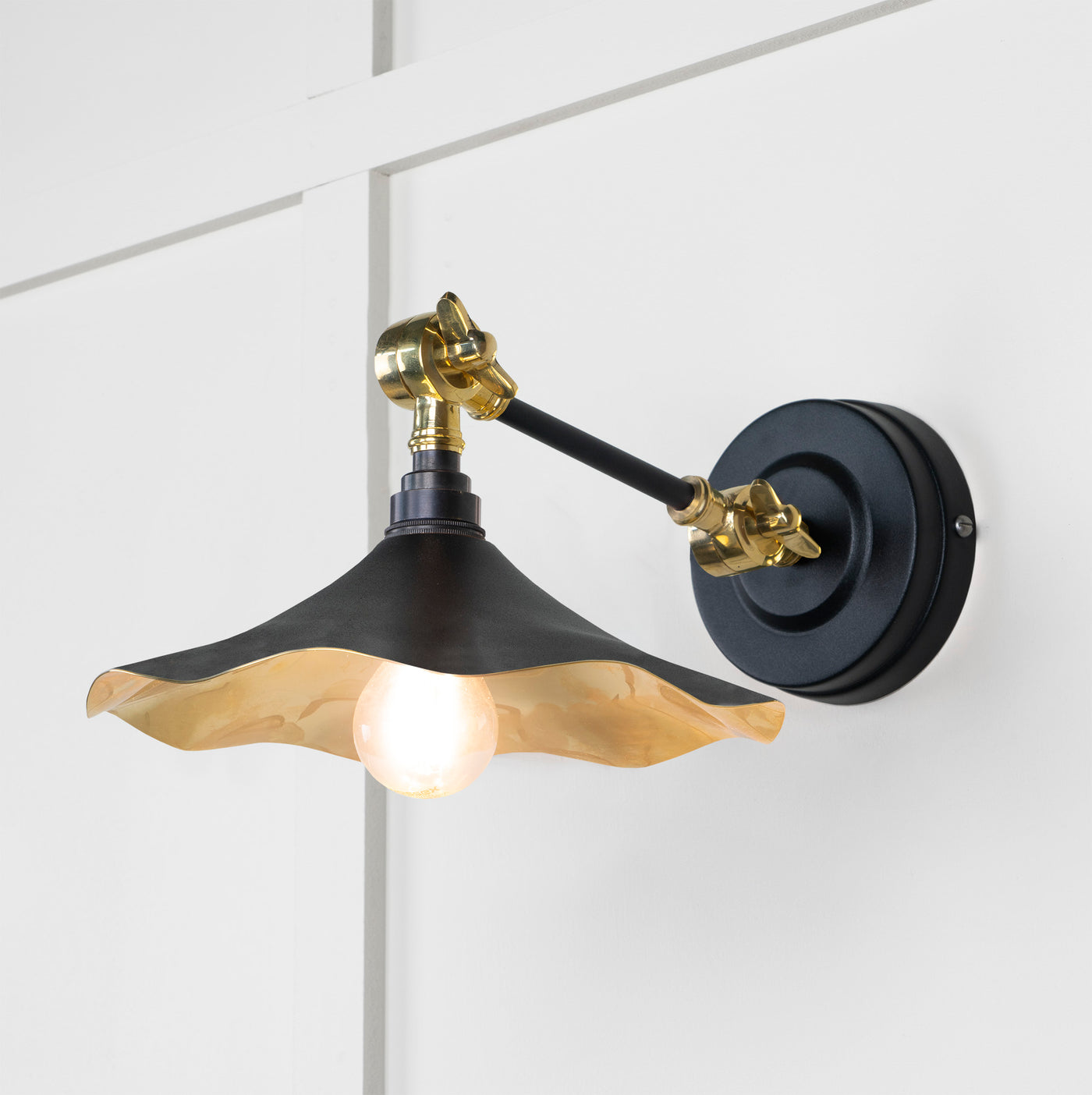 From The Anvil 49725SEB - Smooth Brass Flora Wall Light in Elan Black