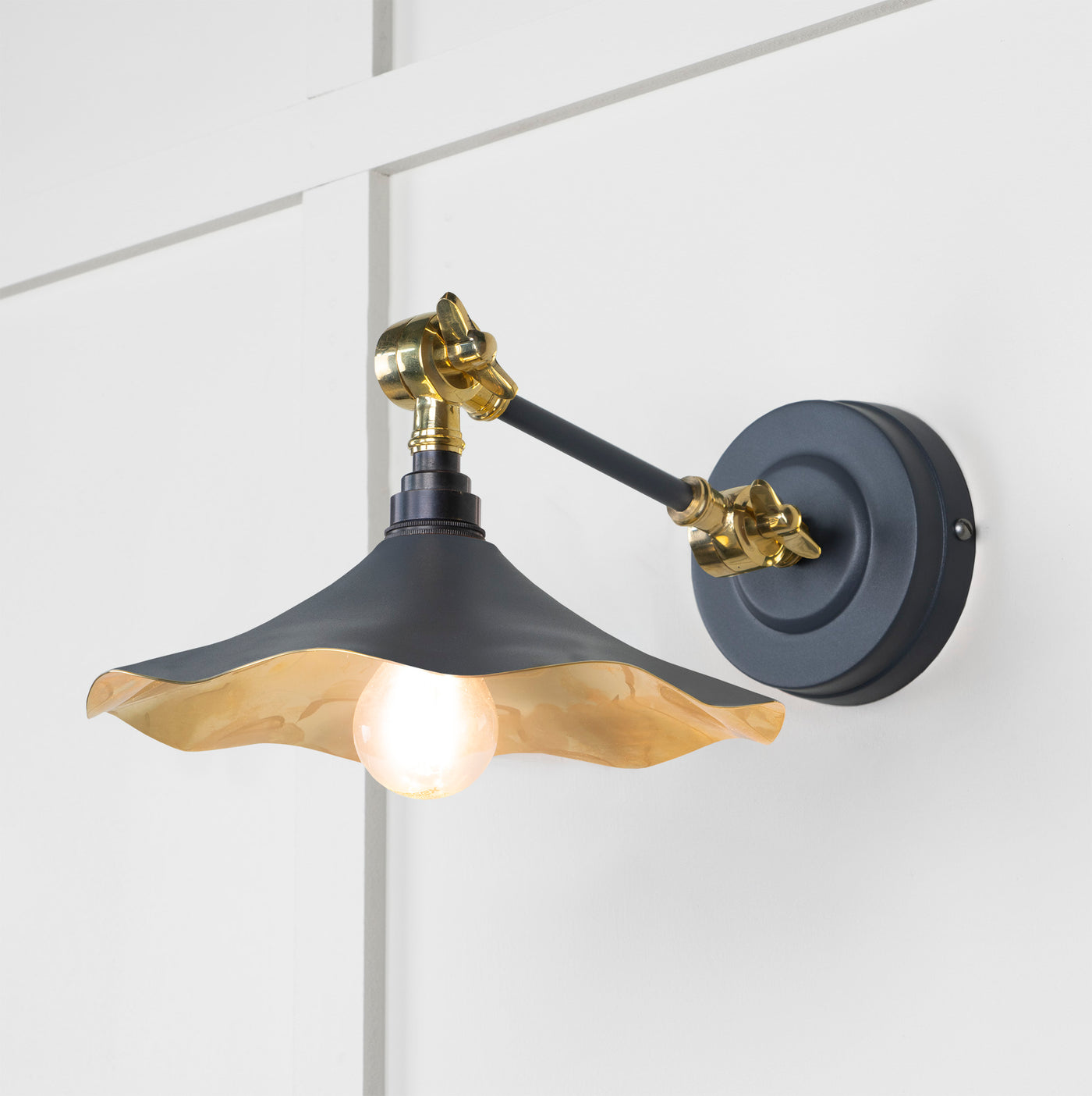 From The Anvil 49725SSL - Smooth Brass Flora Wall Light in Slate