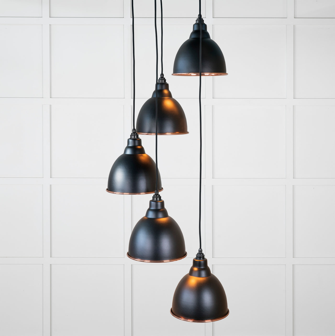 From The Anvil 49736SEB - Smooth Copper Brindley Cluster Pendant in Elan Black