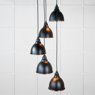 From The Anvil 49737SEB - Smooth Nickel Brindley Cluster Pendant in Elan Black