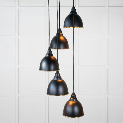 From The Anvil 49738SEB - Smooth Brass Brindley Cluster Pendant in Elan Black