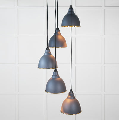 From The Anvil 49738SSL - Smooth Brass Brindley Cluster Pendant in Slate