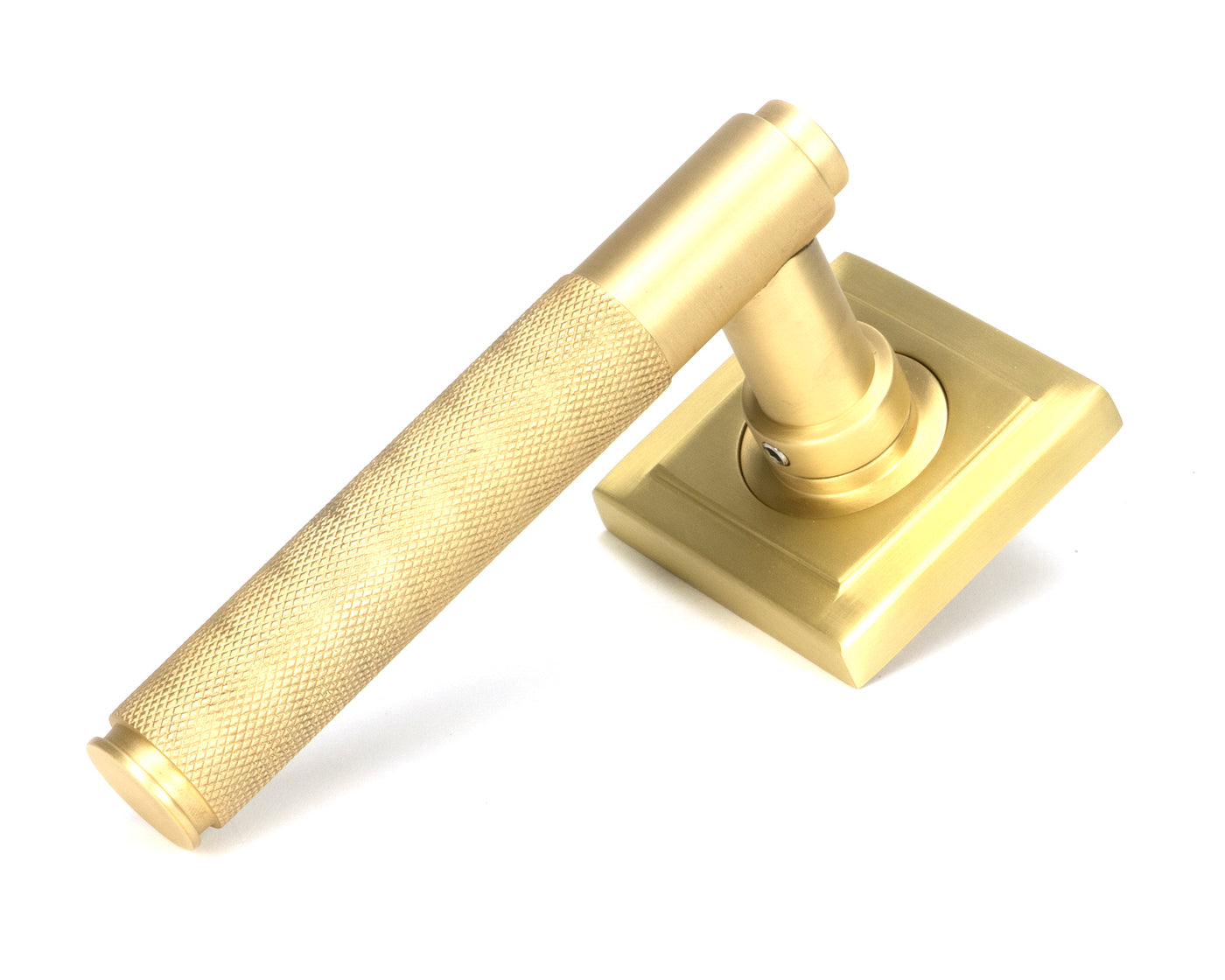 From The Anvil 50846 - Satin Brass Brompton Lever on Rose Set (Square)