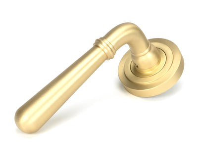 From The Anvil 50854 - Satin Brass Newbury Lever on Rose Set (Art Deco)