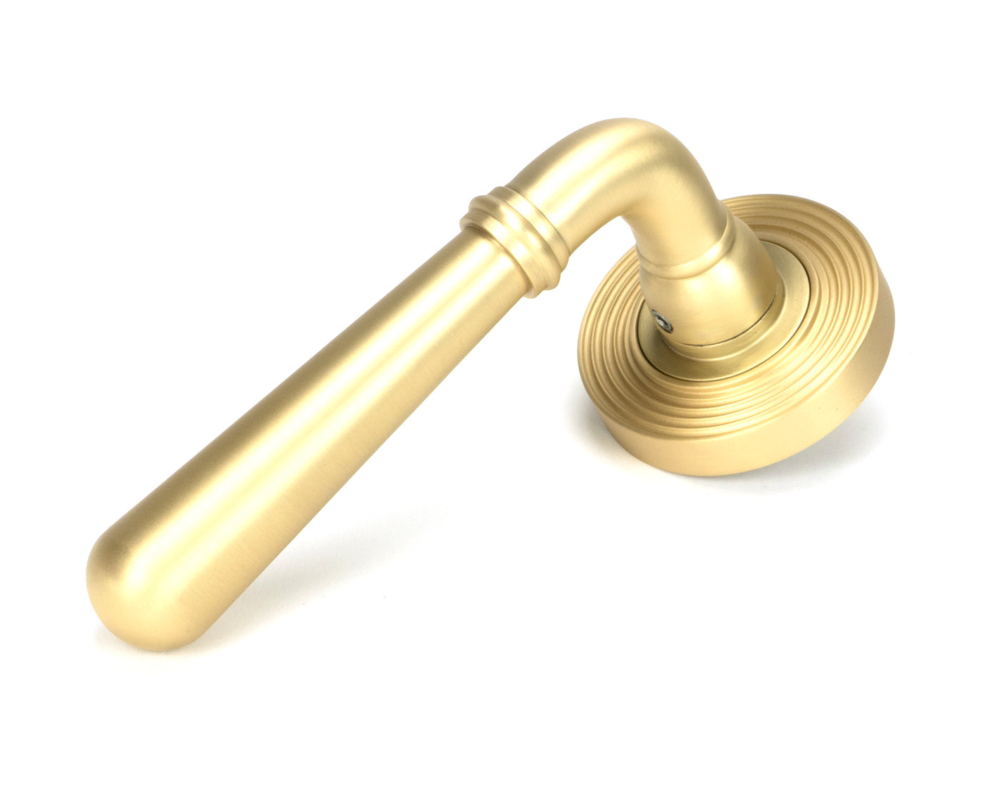 From The Anvil 50855 - Satin Brass Newbury Lever on Rose Set (Beehive)