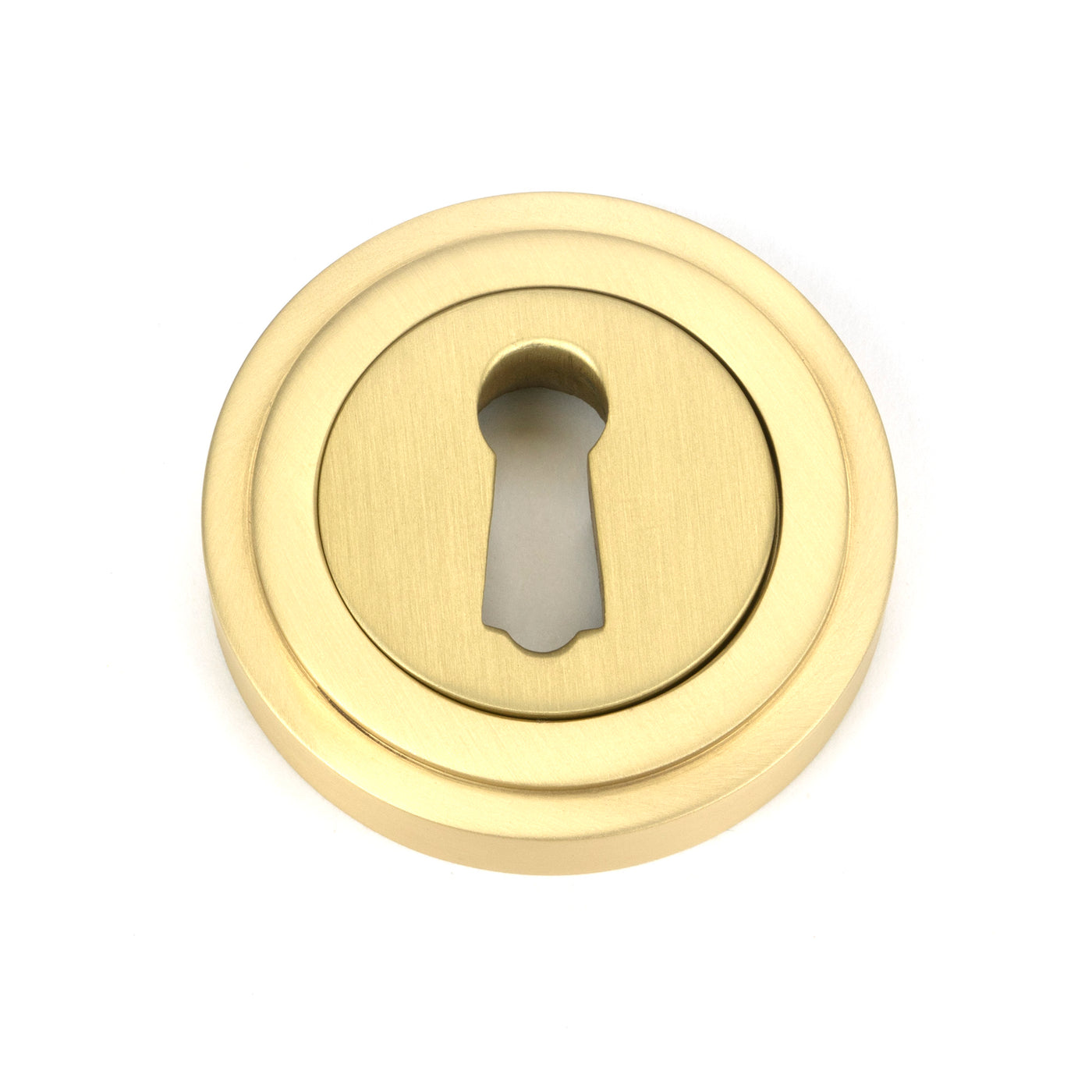 From The Anvil 50873 - Satin Brass Round Escutcheon (Art Deco)