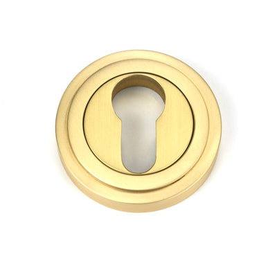 From The Anvil 50877 - Satin Brass Round Euro Escutcheon (Art Deco)