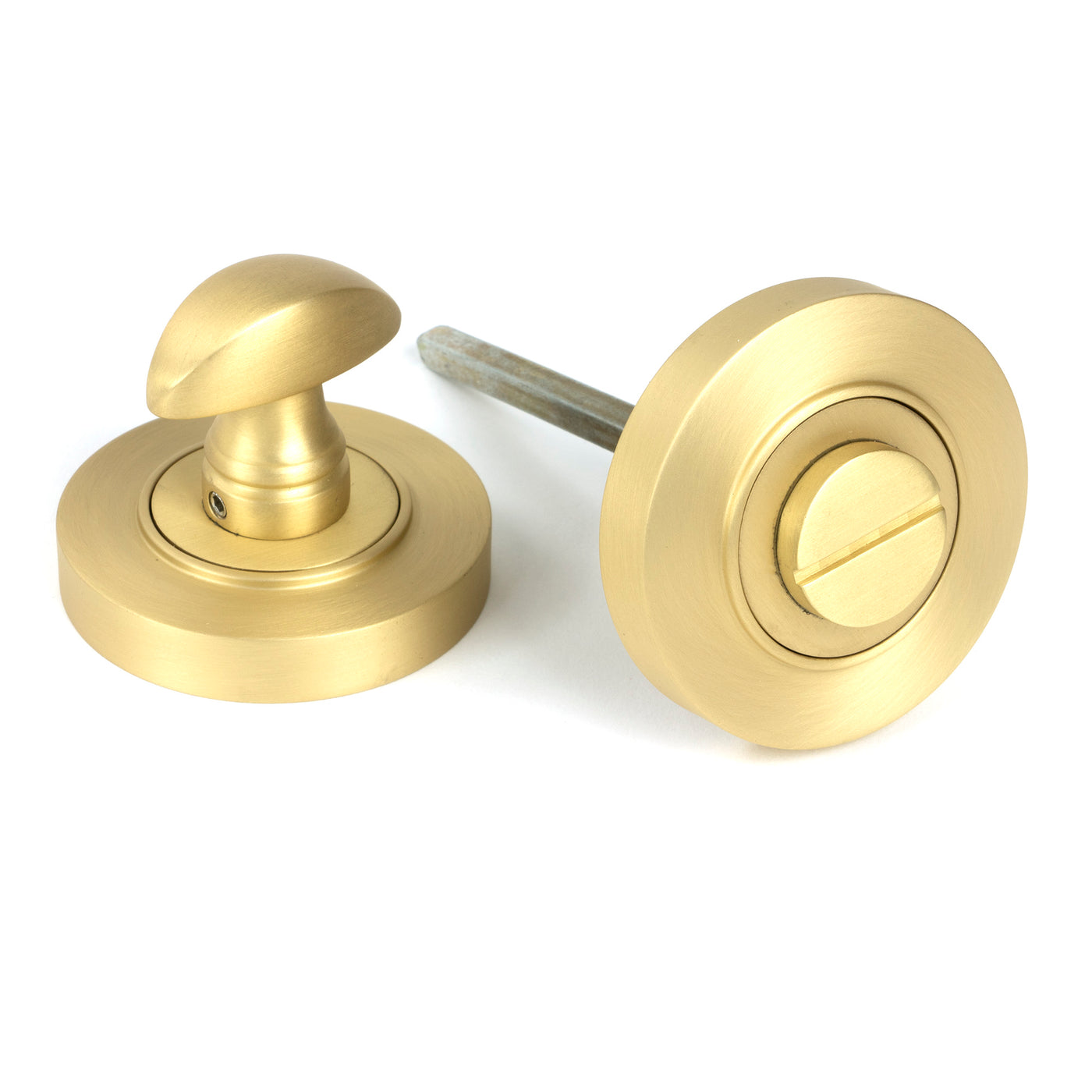 From The Anvil 50880 - Satin Brass Round Thumbturn Set (Plain)