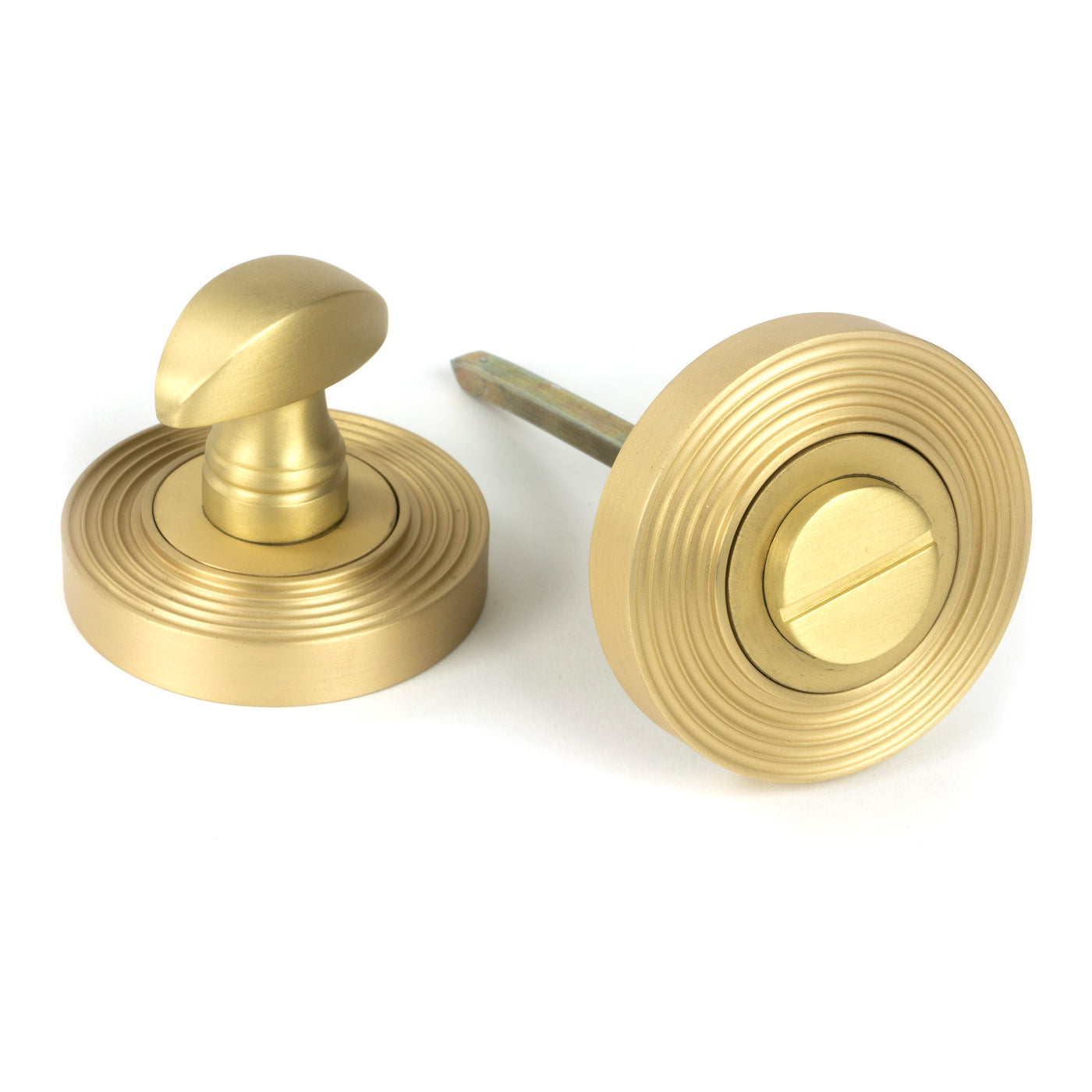 From The Anvil 50882 - Satin Brass Round Thumbturn Set (Beehive)