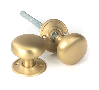 From The Anvil 50901 - Satin Brass Mushroom Mortice/Rim Knob Set