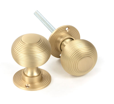 From The Anvil 50902 - Satin Brass Heavy Beehive Mortice/Rim Knob Set