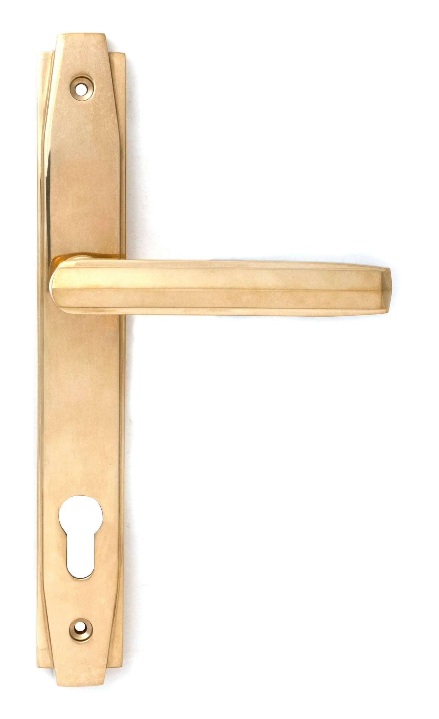 From The Anvil 51185 - Polished Brass Art Deco Slimline Lever Espag. Lock Set