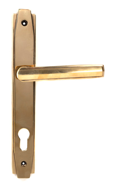 From The Anvil 51186 - Aged Brass Art Deco Slimline Lever Espag. Lock Set