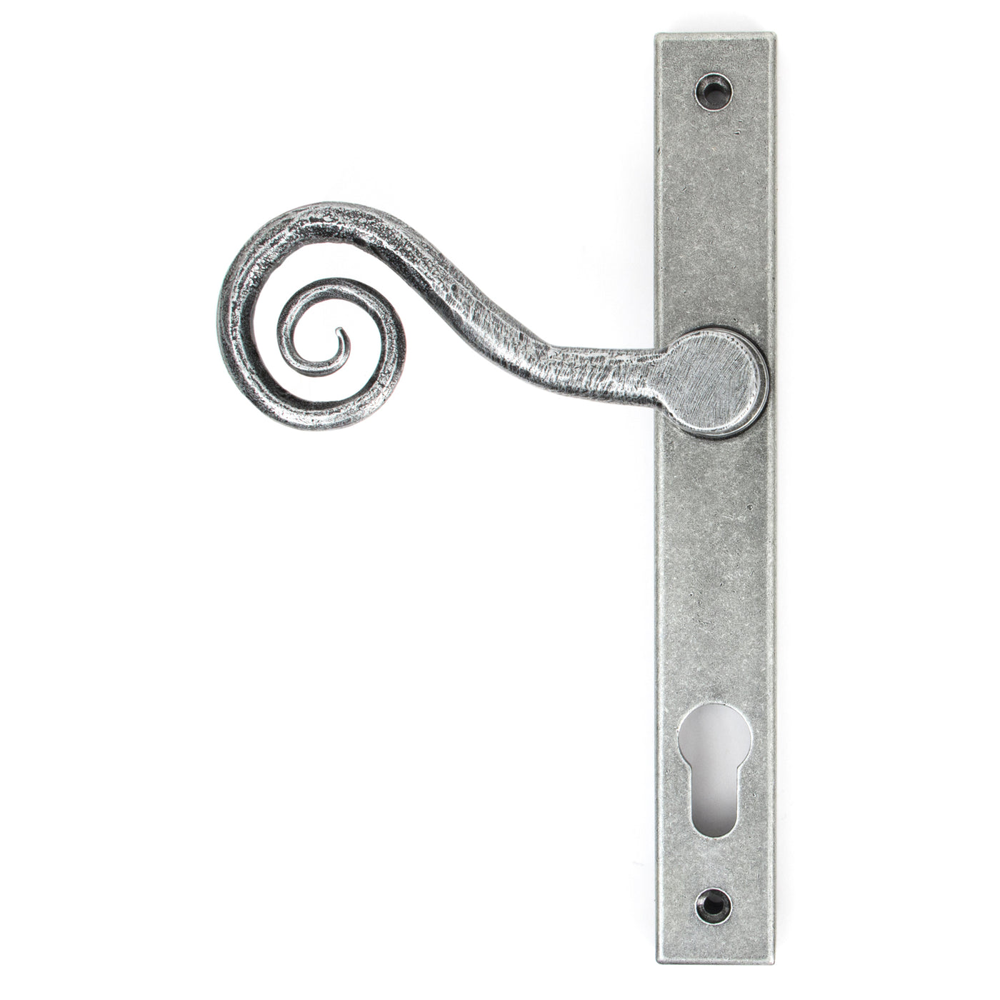 From The Anvil 33038R - Pewter Monkeytail Slimline Lever Espag. Lock Set - RH #finish_pewter-patina