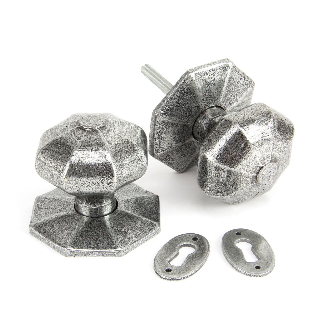 From The Anvil 33066 - Pewter Large Octagonal Mortice/Rim Knob Set #finish_pewter-patina