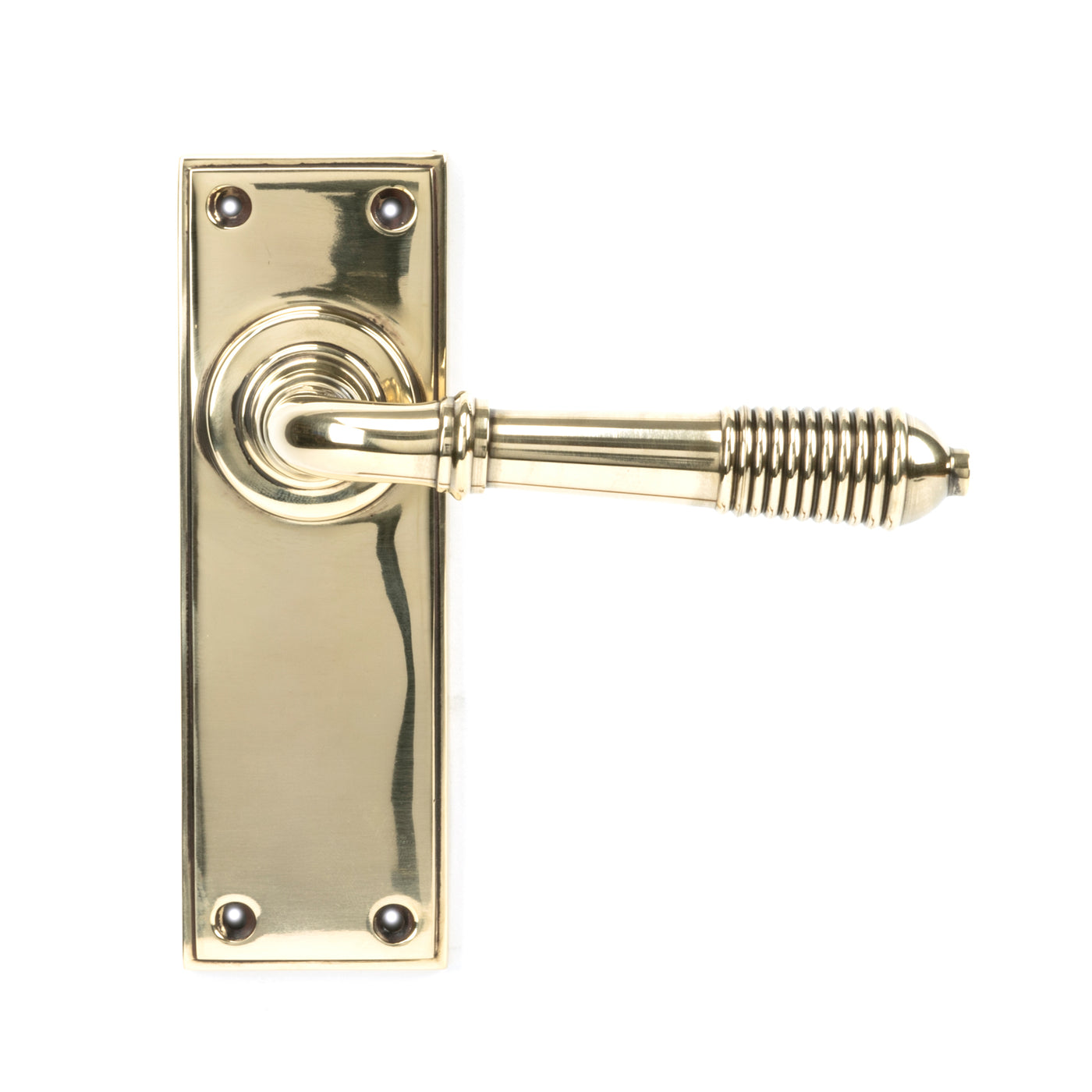 From The Anvil 33083 - Aged Brass Reeded Lever Latch Set #finish_aged-brass