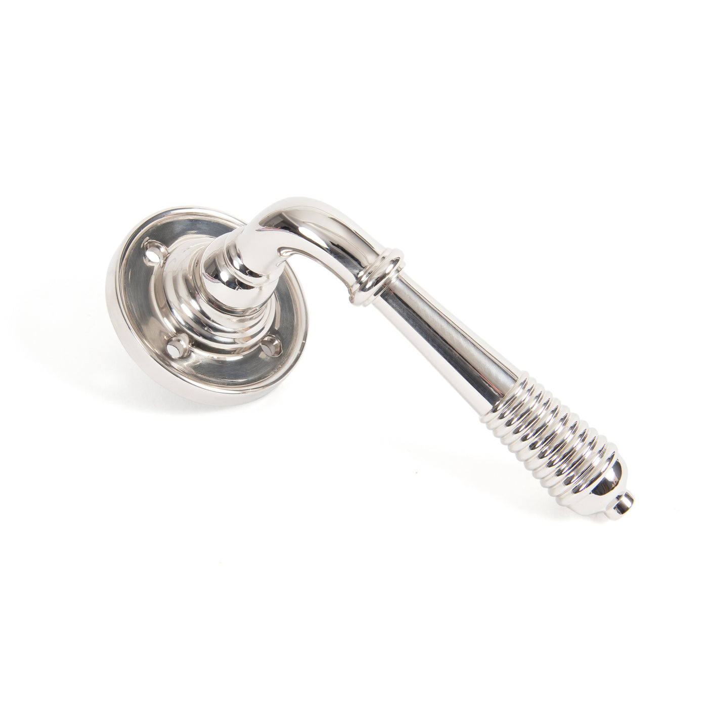 From The Anvil 33086 - Polished Nickel Reeded Lever on Rose Set #finish_polished-nickel