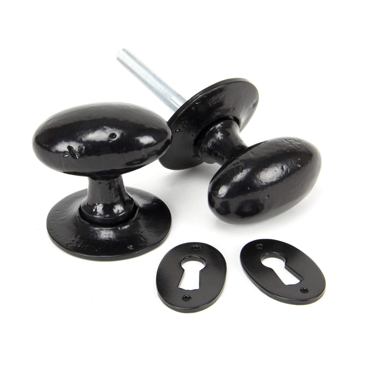 From The Anvil 33251 - Black Oval Mortice/Rim Knob Set  #finish_black