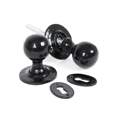 From The Anvil 33252 - Black Round Mortice/Rim Knob Set  #finish_black