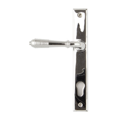 From The Anvil 33305 - Polished Chrome Reeded Slimline Lever Espag. Lock Set #finish_polished-chrome