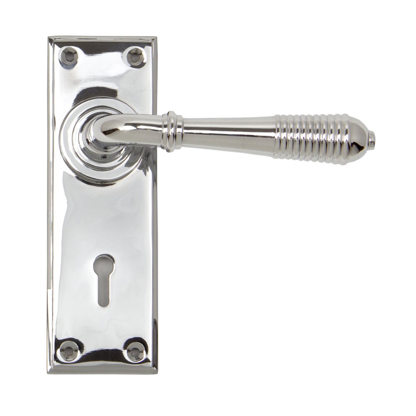 From The Anvil 33306 - Polished Chrome Reeded Lever Lock Set #finish_polished-chrome