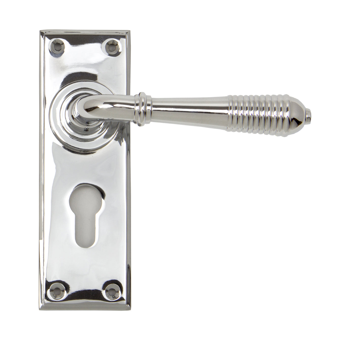 From The Anvil 33309 - Polished Chrome Reeded Lever Euro Lock Set #finish_polished-chrome