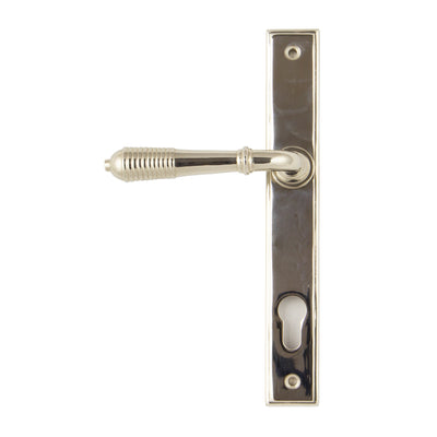 From The Anvil 33316 - Polished Nickel Reeded Slimline Lever Espag. Lock Set #finish_polished-nickel