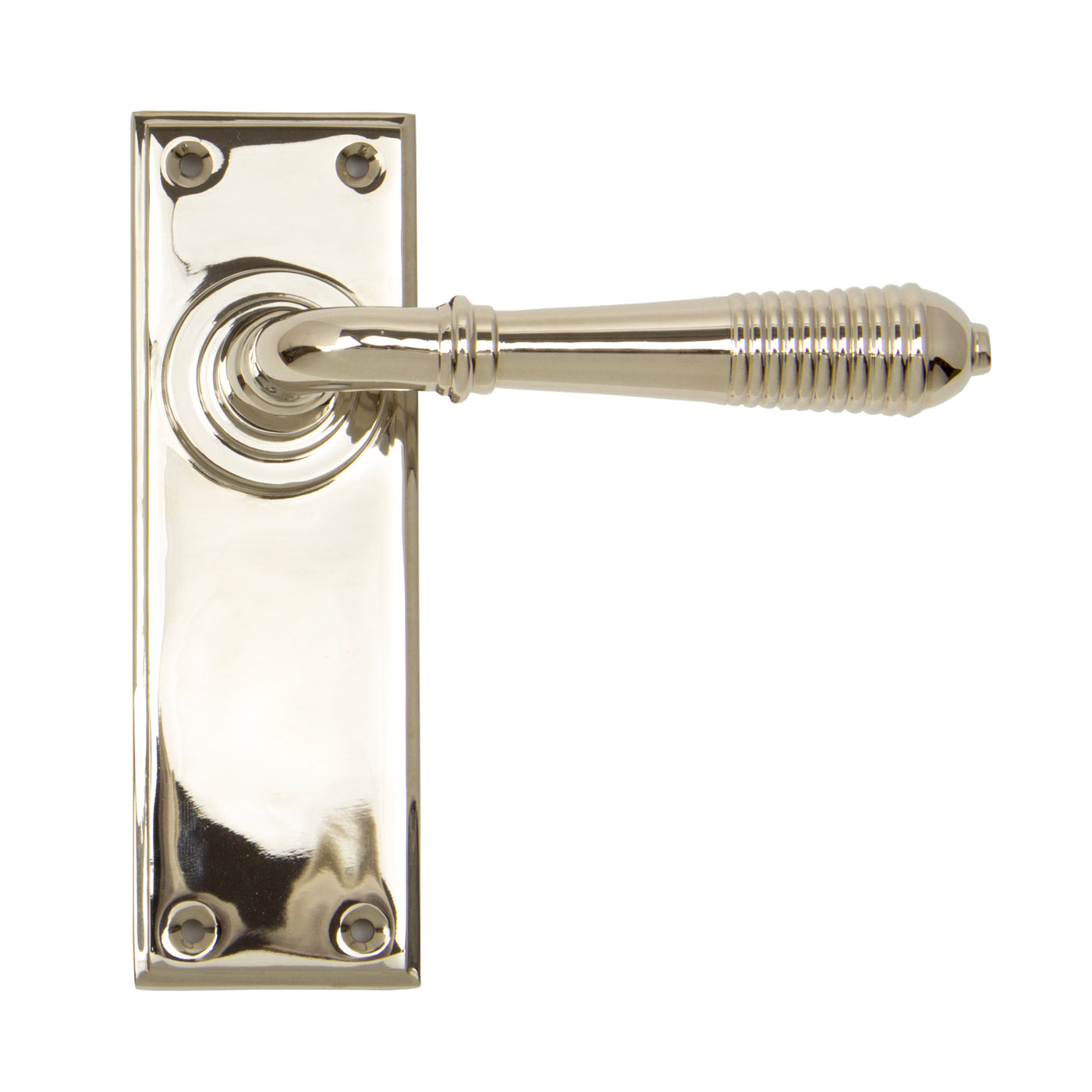 From The Anvil 33325 - Polished Nickel Reeded Lever Latch Set #finish_polished-nickel