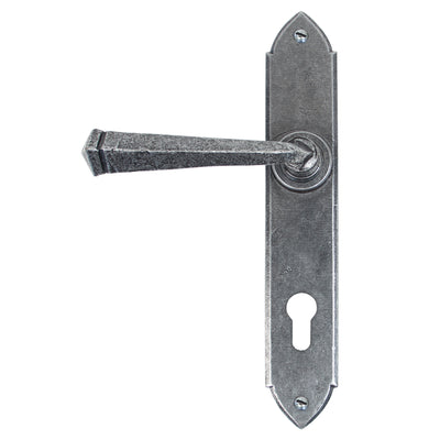 From The Anvil 33604 - Pewter Gothic Lever Espag. Lock Set #finish_pewter-patina