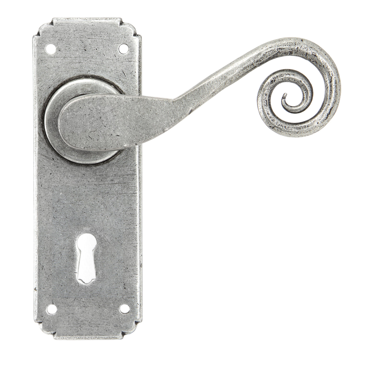 From The Anvil 33615 - Pewter Monkeytail Lever Lock Set #finish_pewter-patina