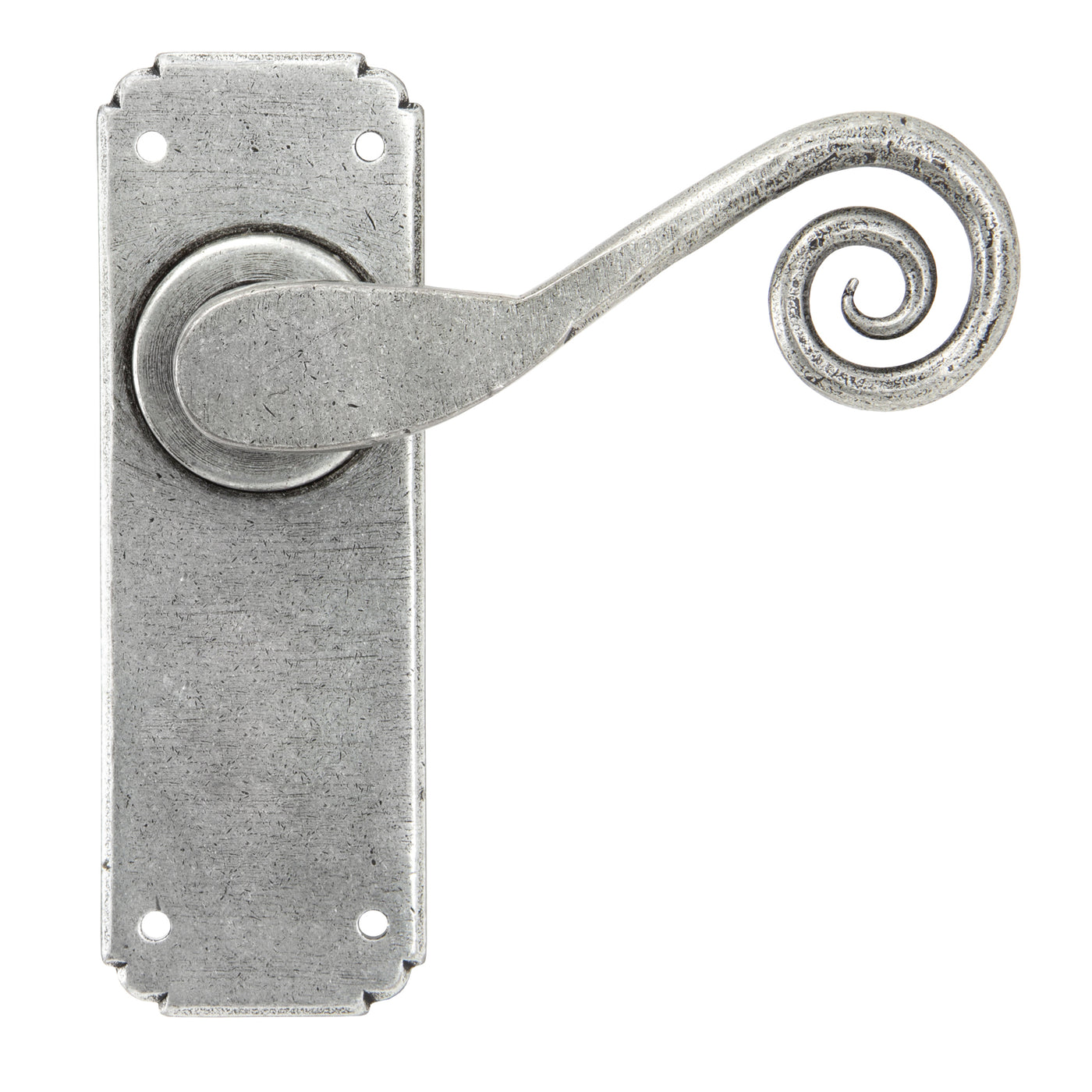 From The Anvil 33616 - Pewter Monkeytail Lever Latch Set #finish_pewter-patina