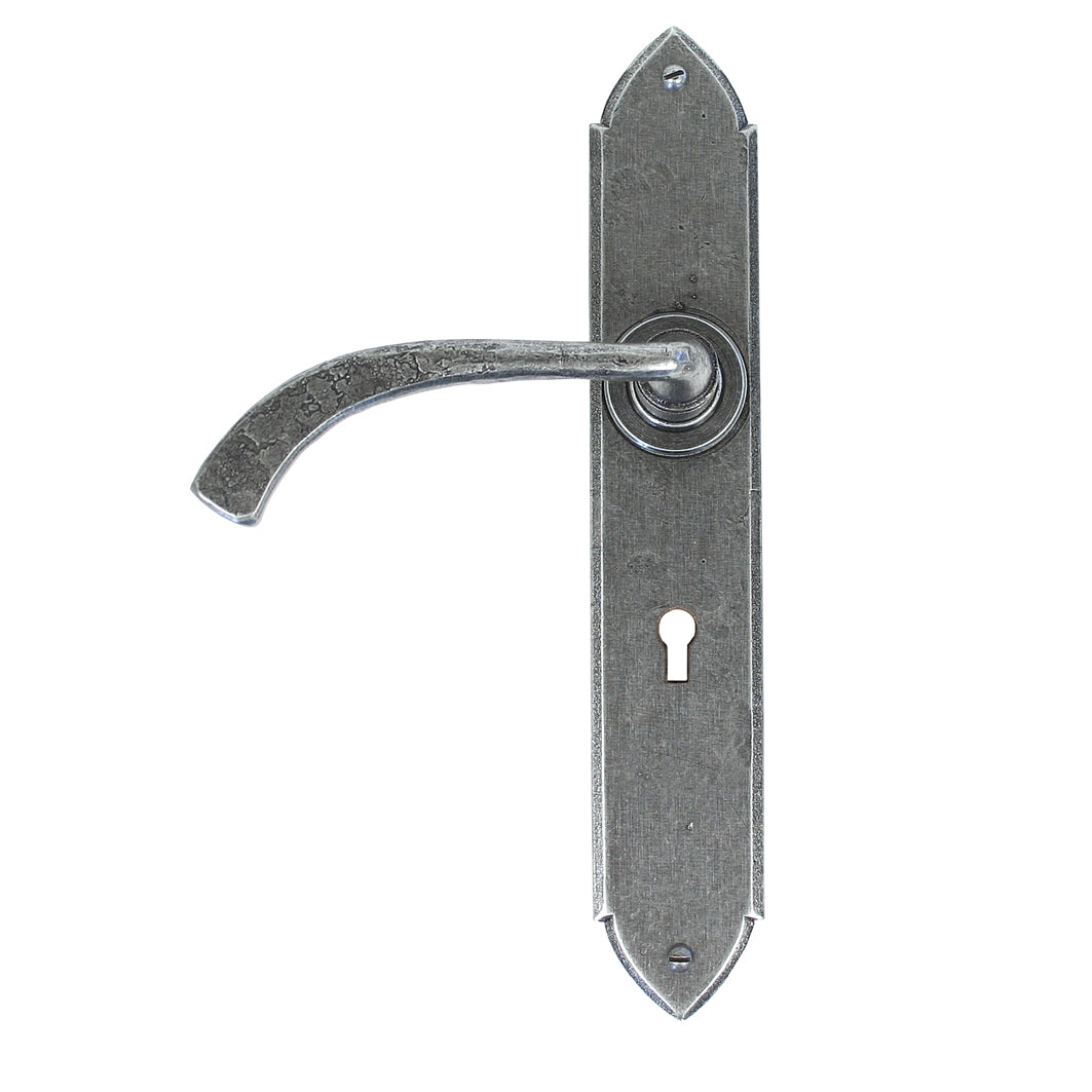 From The Anvil 33634 - Pewter Gothic Curved Sprung Lever Lock Set #finish_pewter-patina