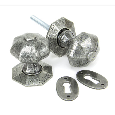 From The Anvil 33643 - Pewter Octagonal Mortice/Rim Knob Set #finish_pewter-patina