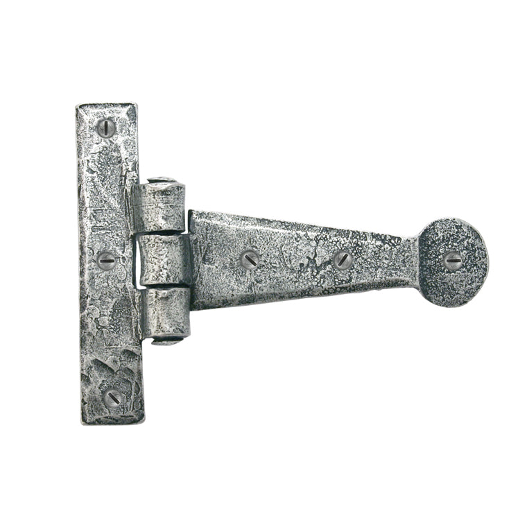 From The Anvil 33650 - Pewter 4" Penny End T Hinge (pair) #finish_pewter-patina