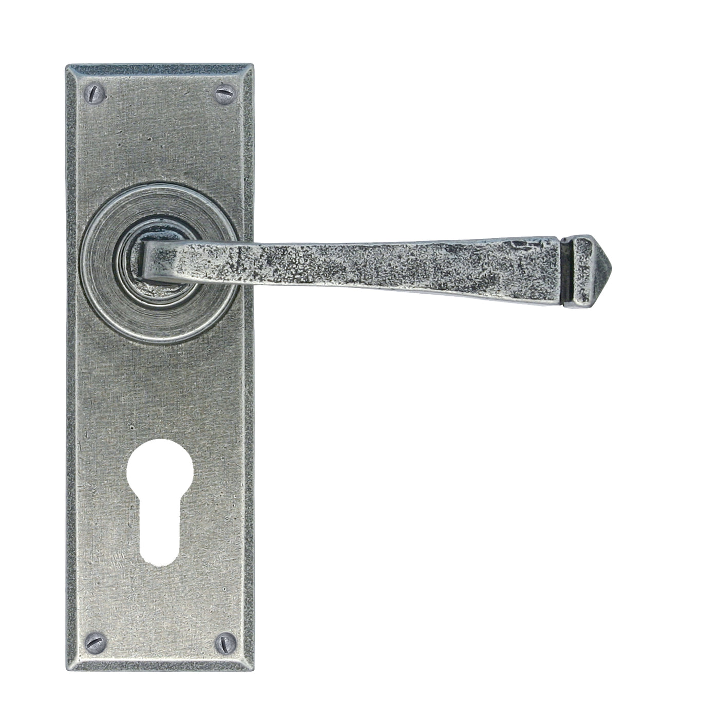 From The Anvil 33703 - Pewter Avon Lever Euro Lock Set #finish_pewter-patina