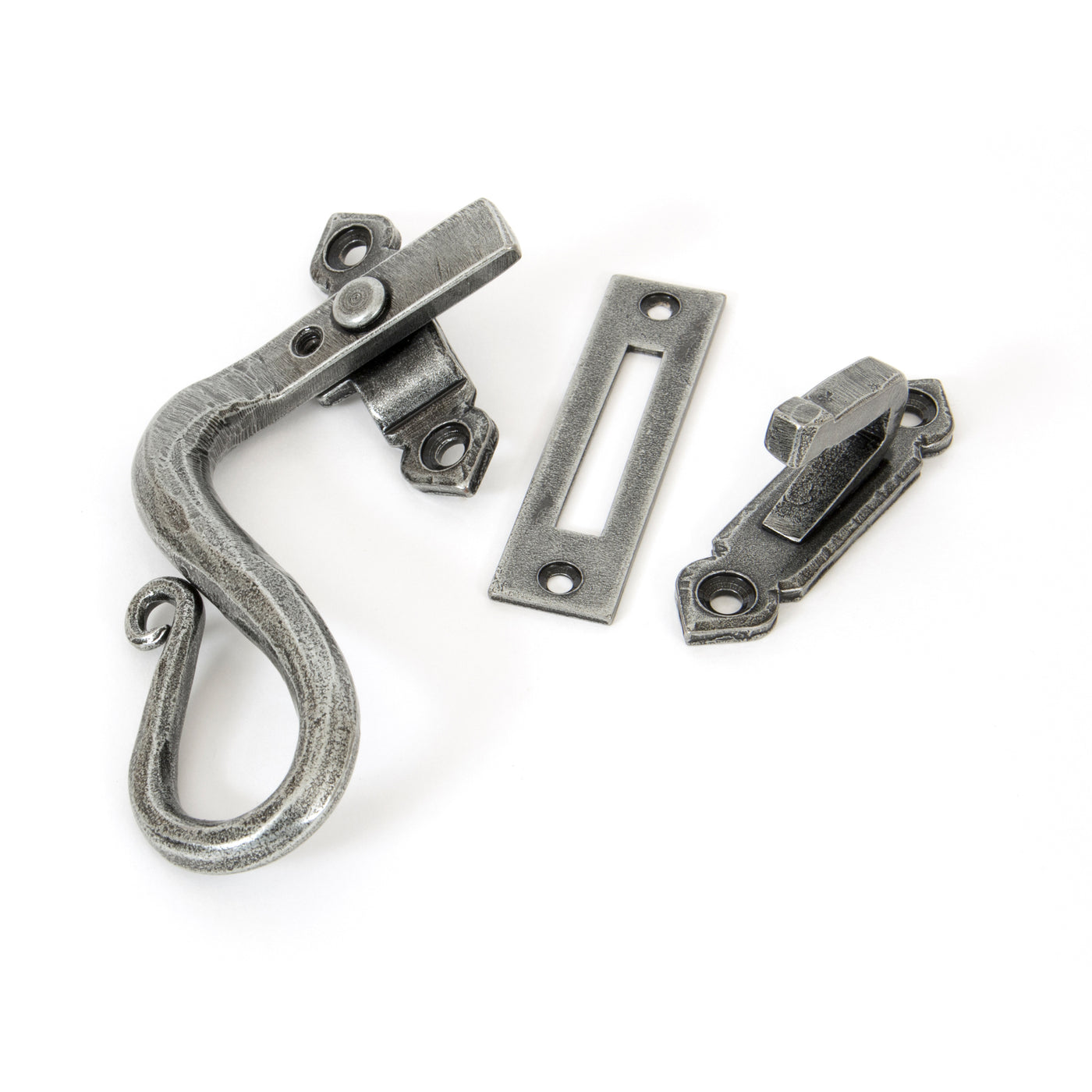 From The Anvil 33710 - Pewter Locking Shepherd's Crook Fastener - LH #finish_pewter-patina