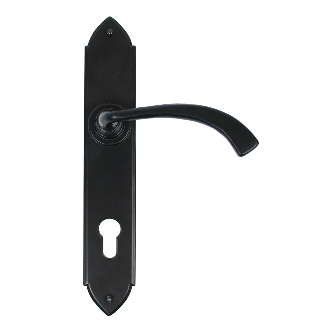 From The Anvil 33764 - Black Gothic Curved Lever Espag. Lock Set  #finish_black