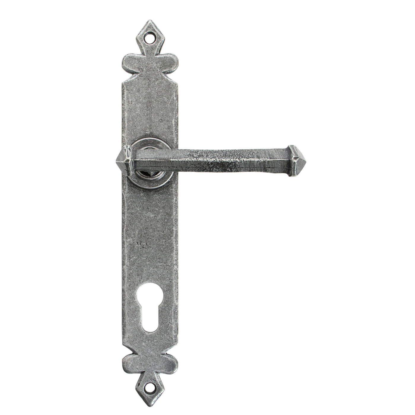 From The Anvil 33766 - Pewter Tudor Lever Espag. Lock Set #finish_pewter-patina