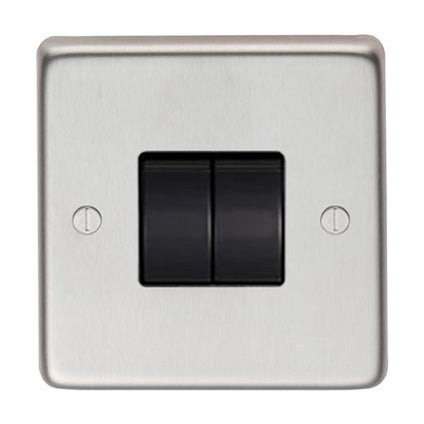 From The Anvil 34201/1 - SSS Double 10 Amp Switch #finish_satin-stainless-steel