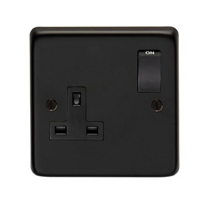 From The Anvil 34223/2 - MB Single 13 Amp Switched Socket #finish_matt-black