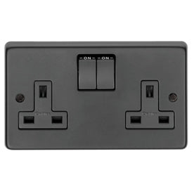 From The Anvil 34224/2 - MB Double 13 Amp Switched Socket #finish_matt-black