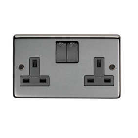 From The Anvil 34224 - BN Double 13 Amp Switched Socket #finish_black-nickel