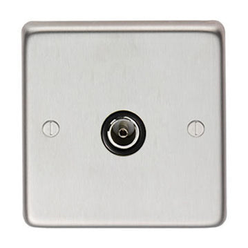 From The Anvil 34229/1 - SSS Single TV Socket #finish_satin-stainless-steel